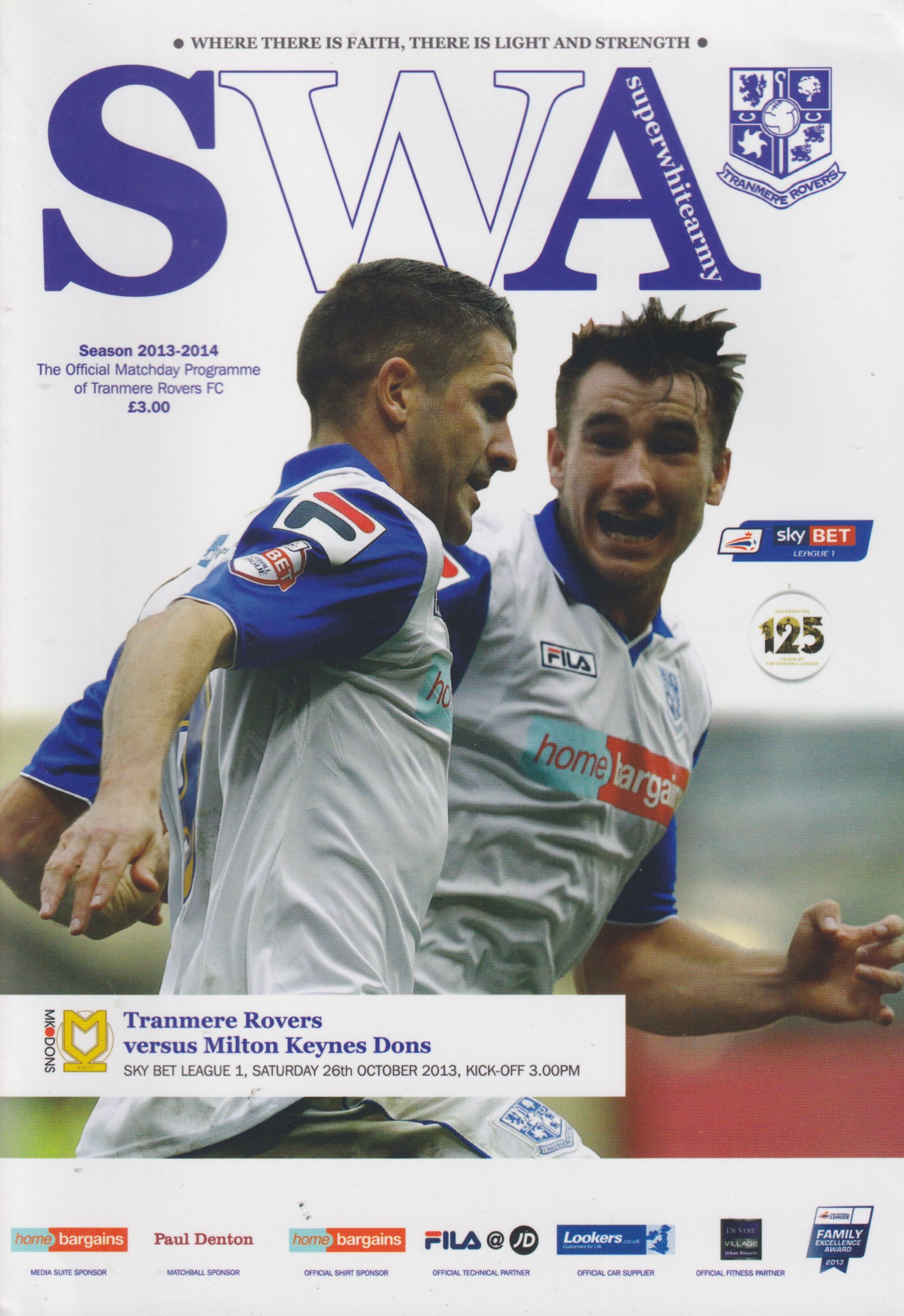 Tranmere Rovers v Milton Keynes Dons match programme